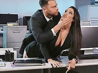 Horny Cougar Katana Kombat Threesome Office Sex